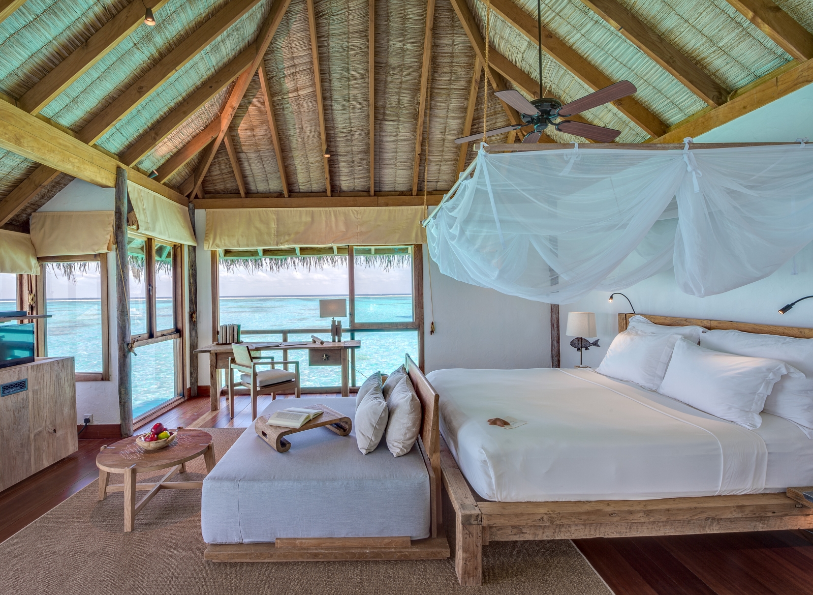 Bedroom of a Villa Suite at luxury resort Gili Lankanfushi in the Maldives
