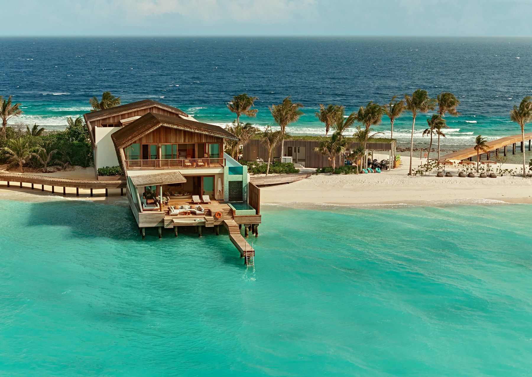Aerial view of a 4 bed residence at .HERE Maldives.