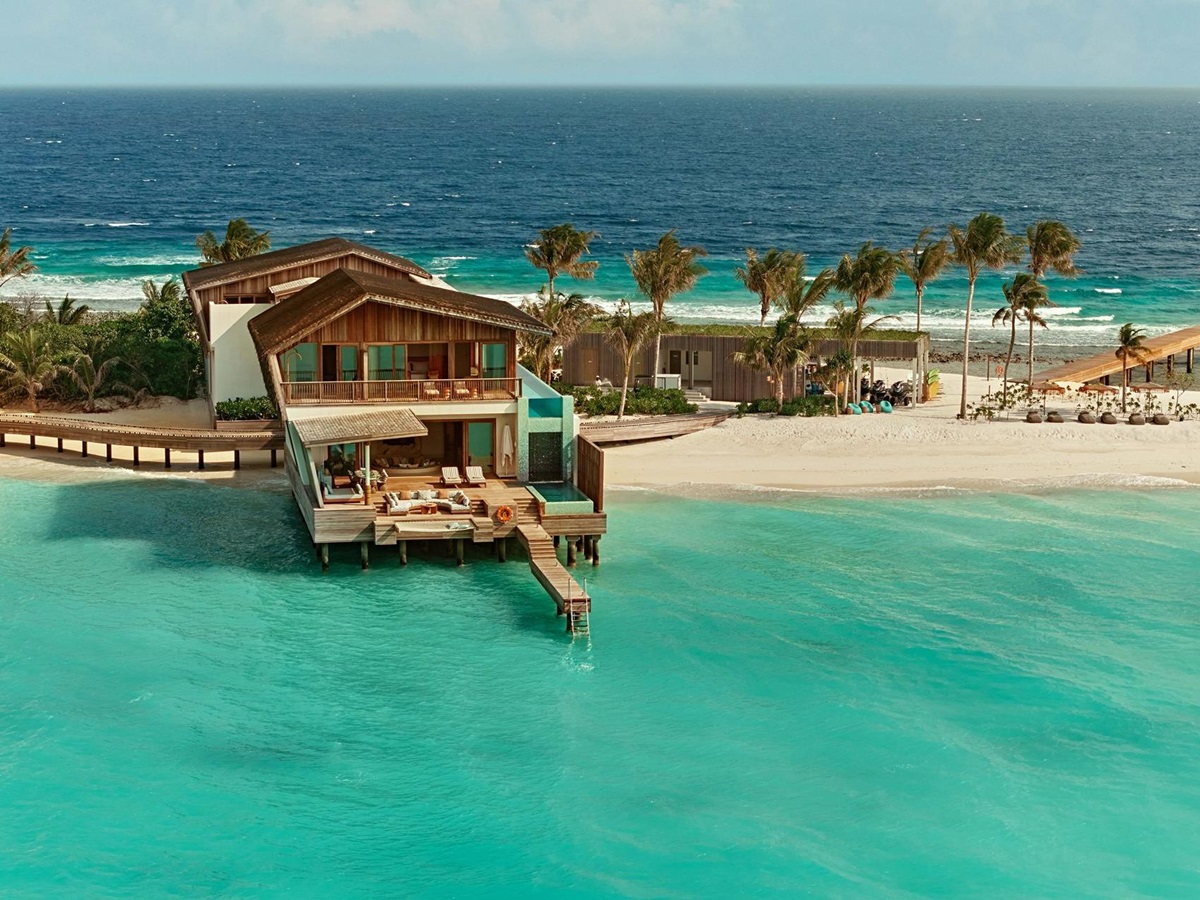 Aerial view of a 4 bed residence at .HERE Maldives.