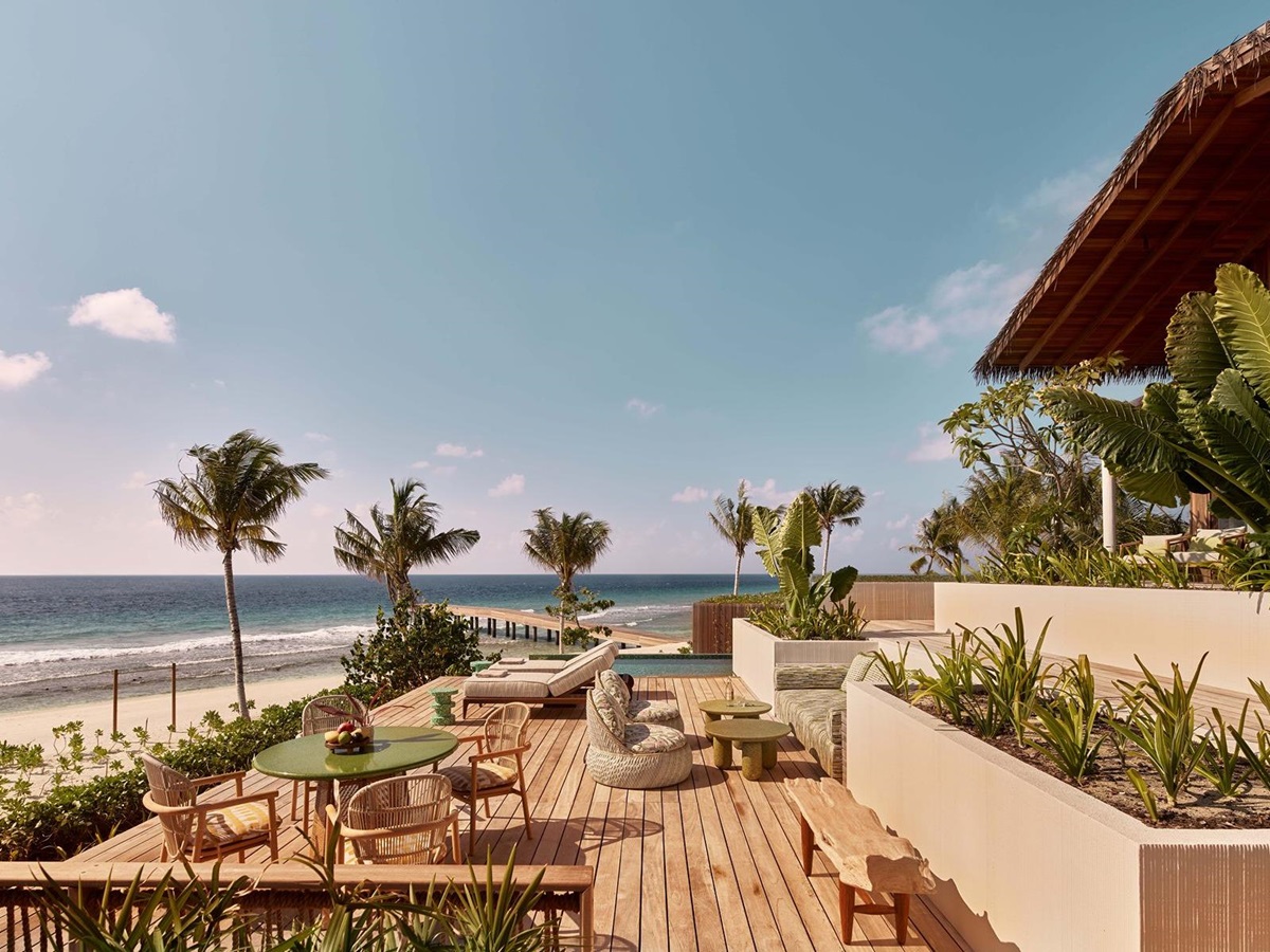 Terrace with ocean views at .HERE Maldives.
