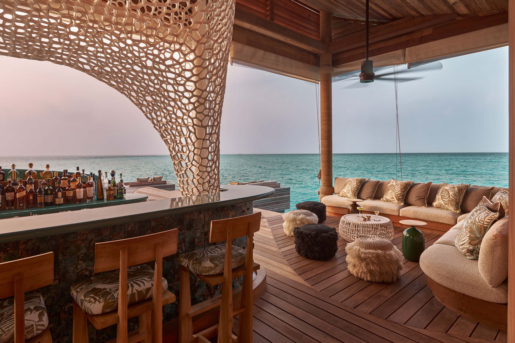 Bar seating at SAFAR at .HERE Maldives.