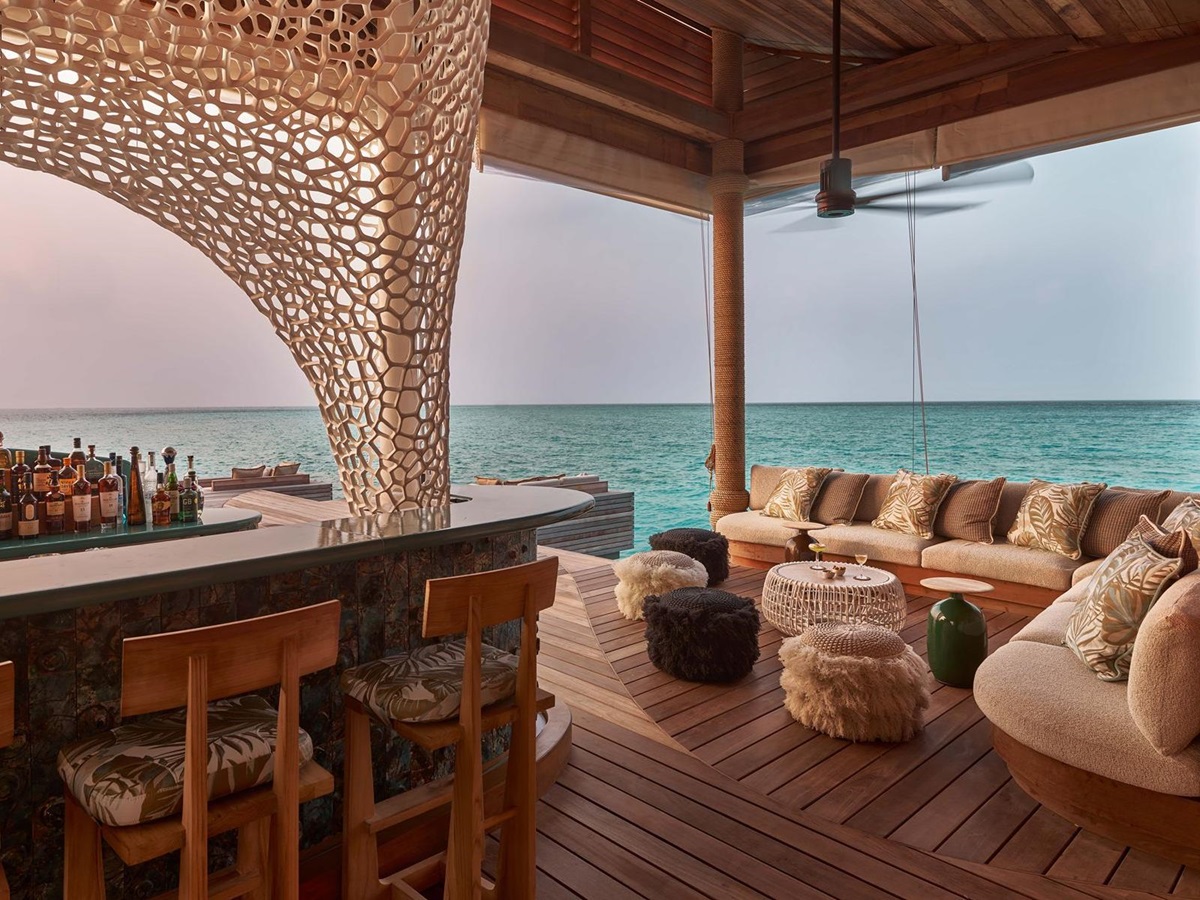 Bar seating at SAFAR at .HERE Maldives.