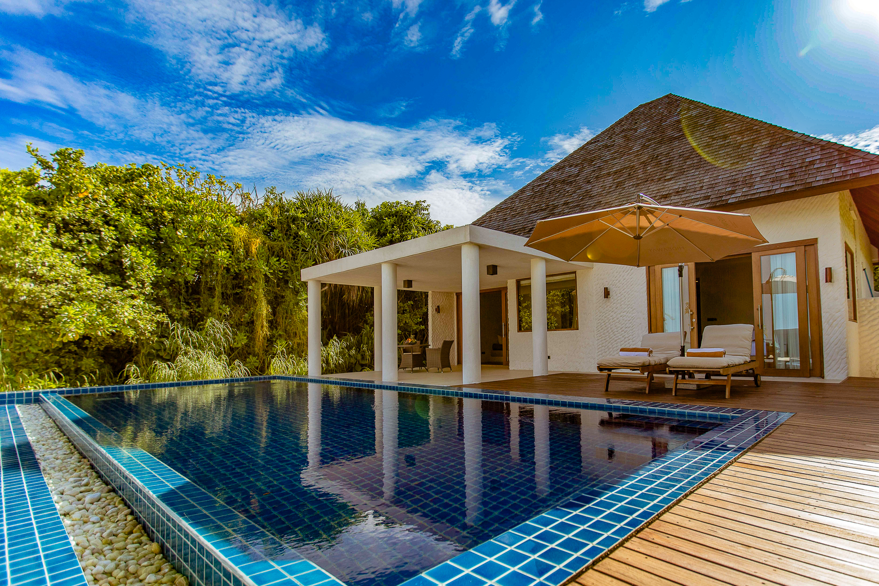 Swimming pool belonging to a Beach Residence Villa at the Hideaway Resort & Spa in the Maldives
