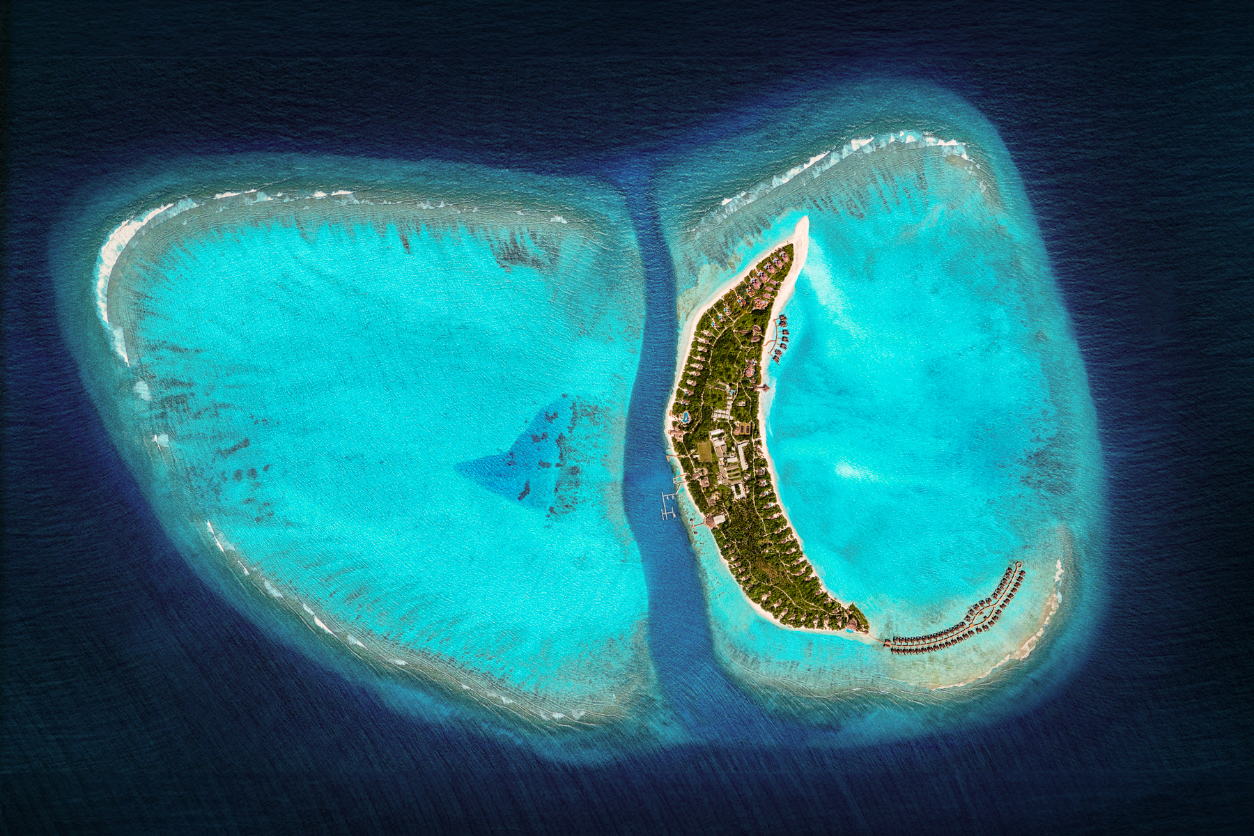 Aerial view of the Hideaway Beach Resort & Spa in the Maldives