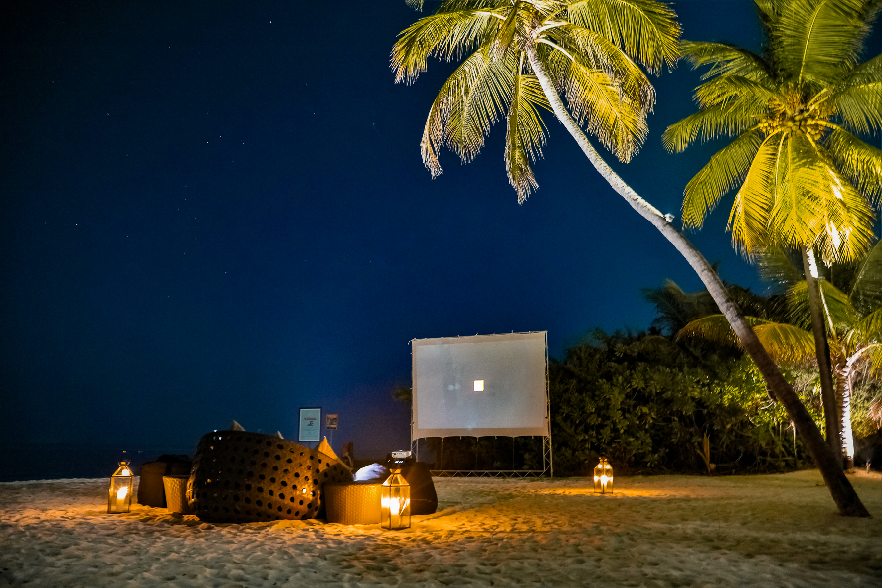 Outdoor cinema at the Hideaway Beach Resort & Spa in the Maldives