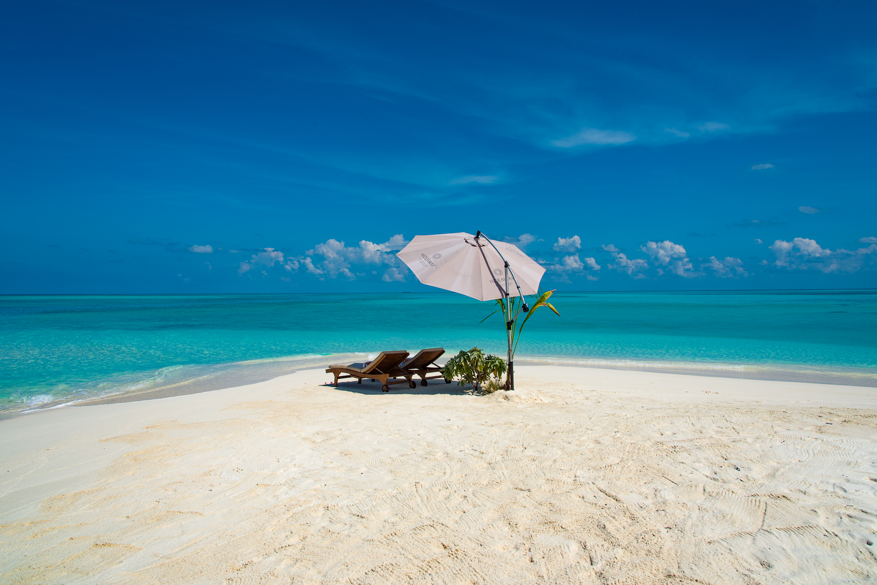A sandbank picnic setup at the Hideaway Beach Resort & Spa in the Maldives