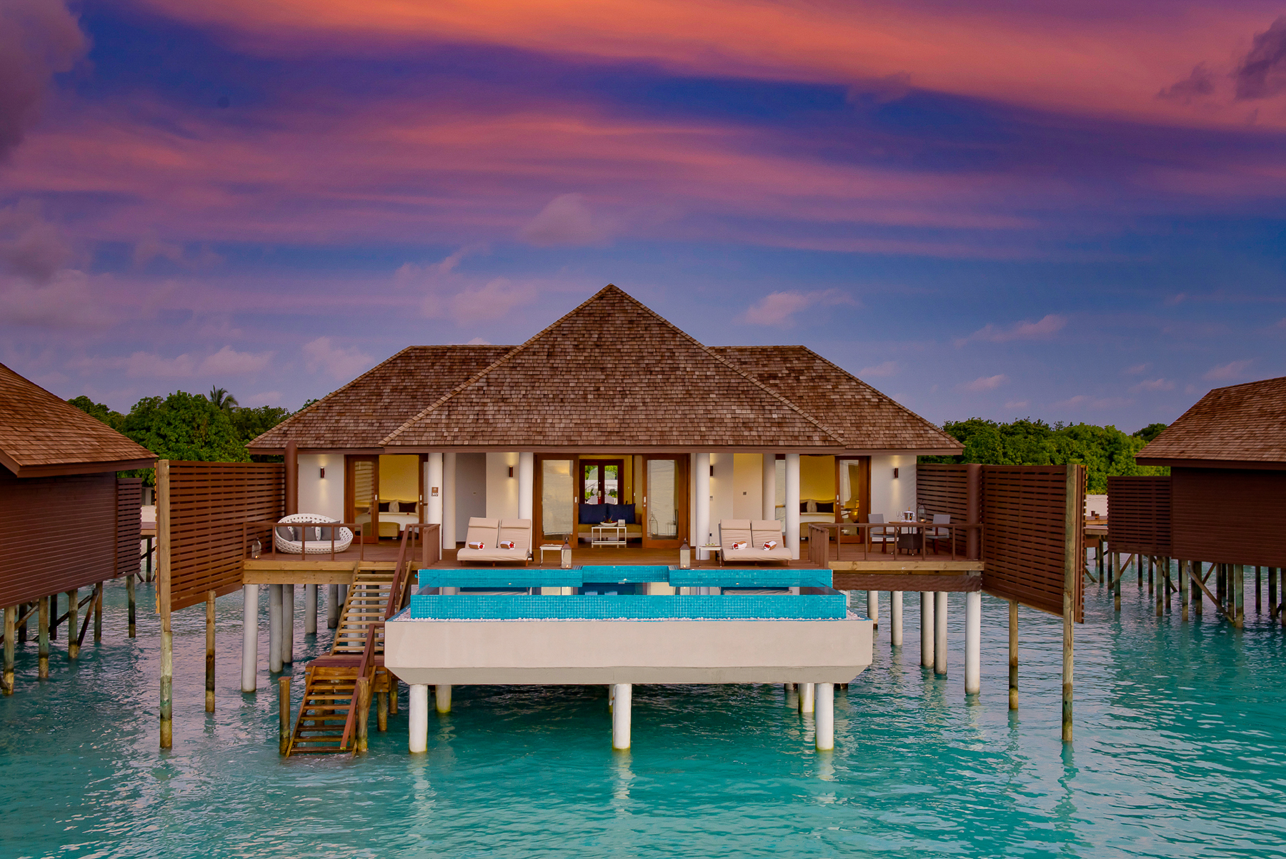 Exterior view of a two-bed Ocean Villa at the Hideaway Beach Resort & Spa in the Maldives