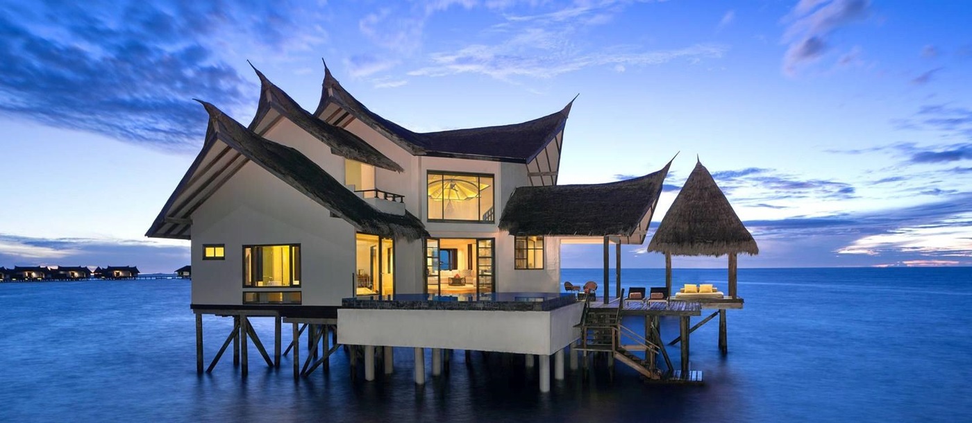 Exterior of an ocean suite at Jumeirah Vittaveli, Maldives