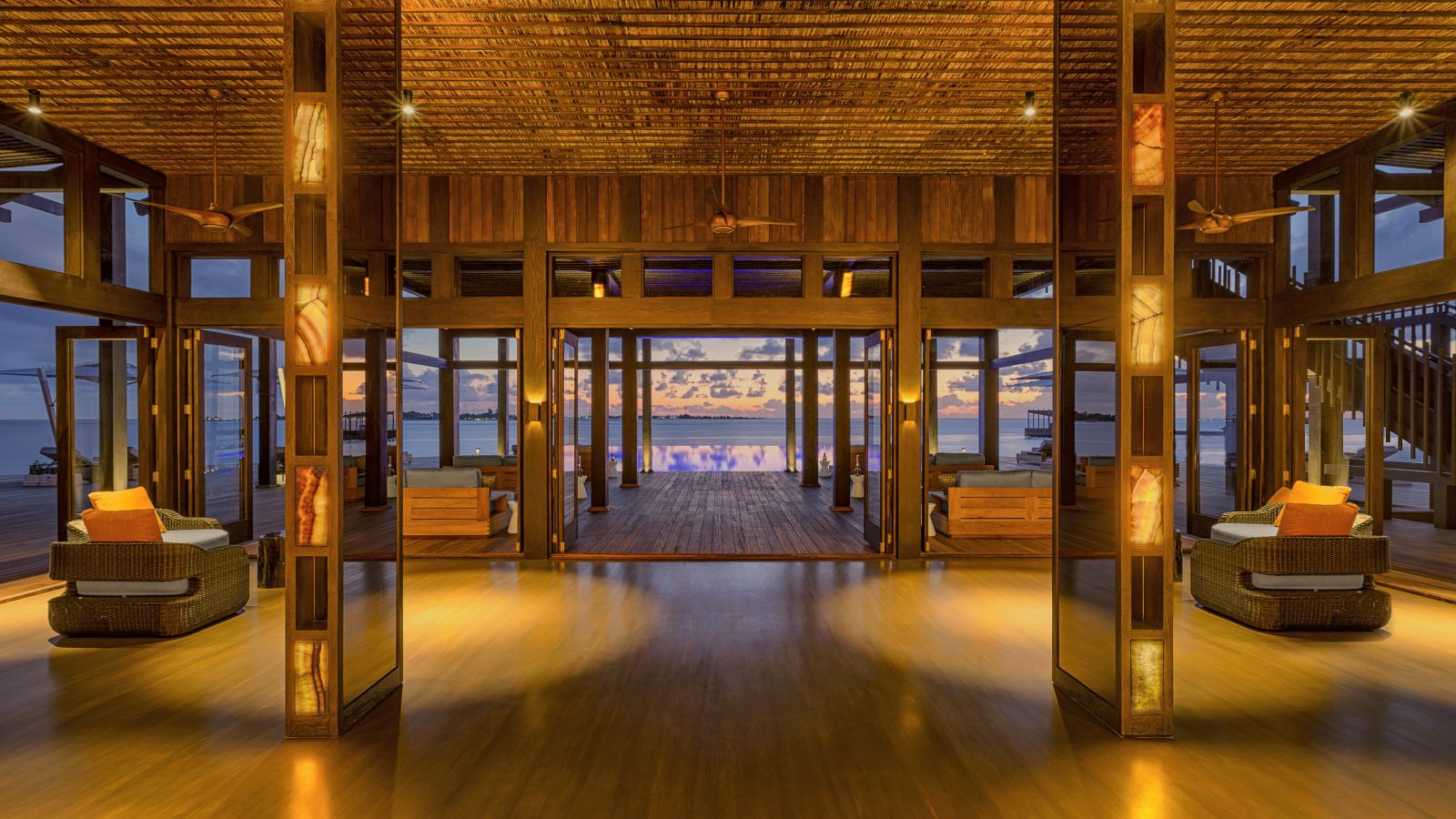 The bar and terrace with ocean views at Kudadoo Maldives Private Island