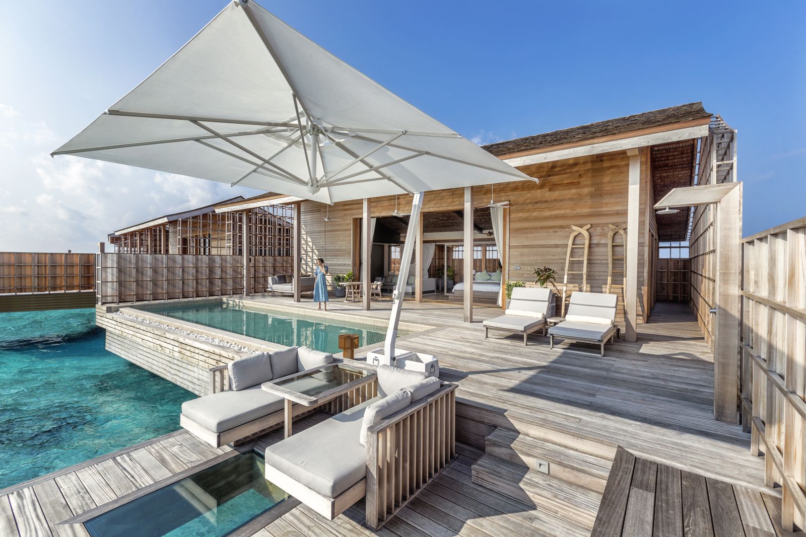 Private pool and terrace of a residence at Kudadoo Maldives Private Island
