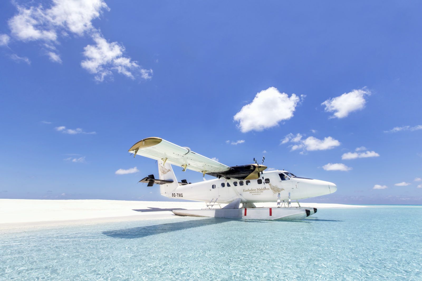 Private seaplane arriving at Kudadoo Maldives Private Island