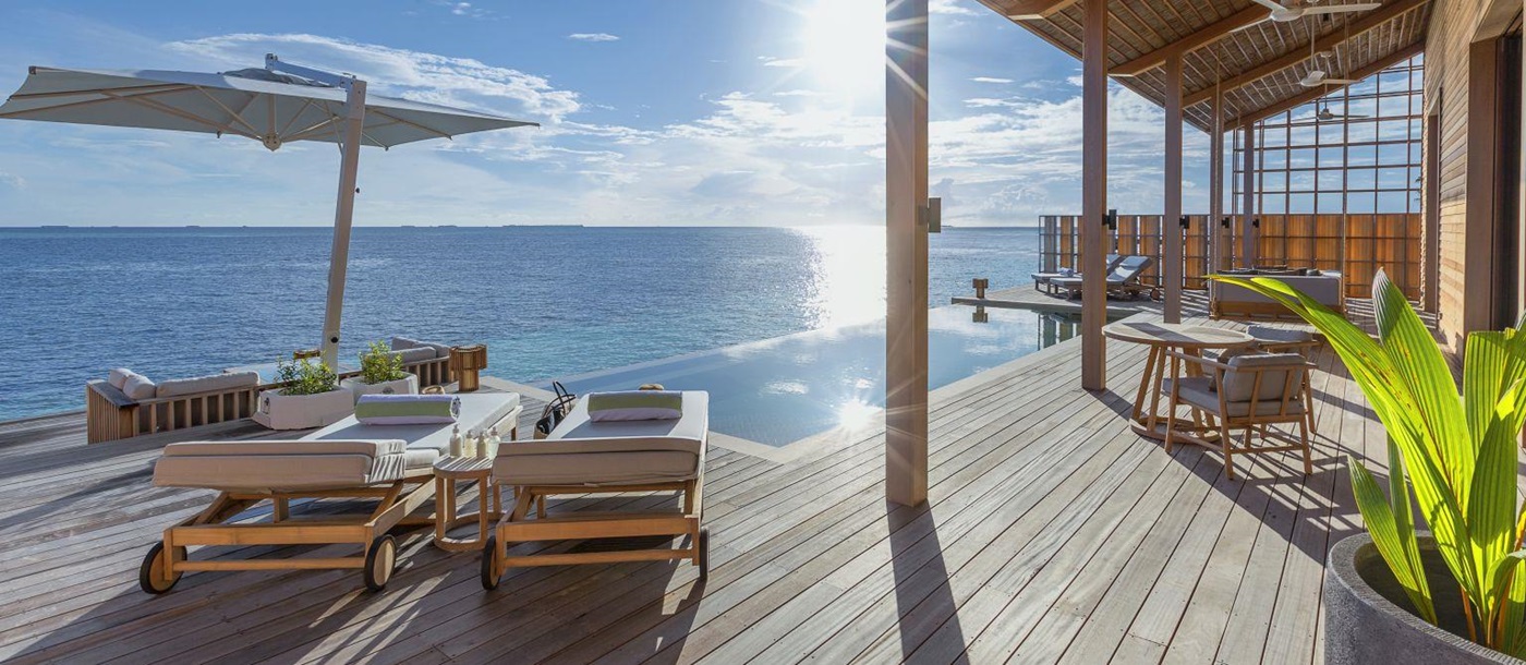 Private terrace of a villa at Kudadoo Maldives Private Island