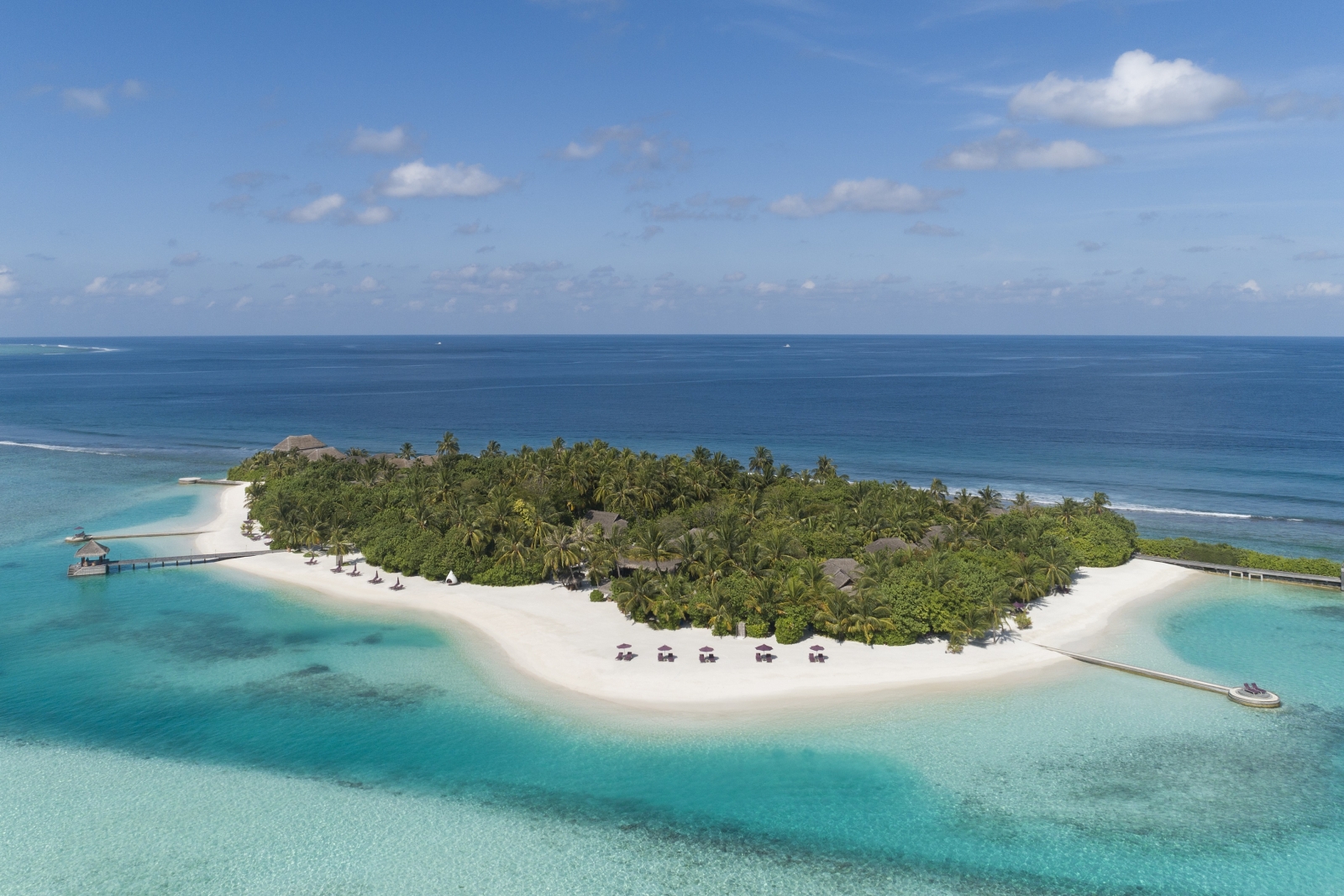 Aerial view of luxury resort Naladhu in the Maldives