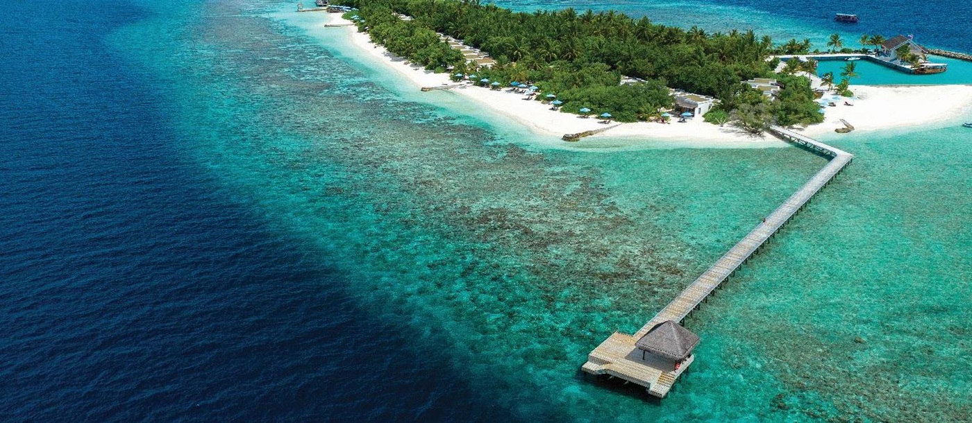 Aerial view of Oblu By Atmosphere at Helengeli Maldives