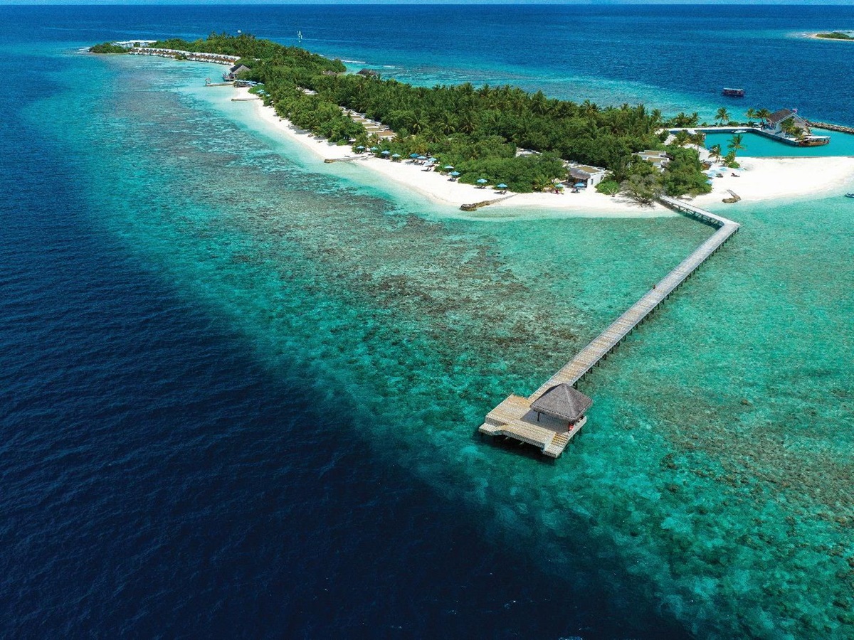 Aerial view of Oblu By Atmosphere at Helengeli Maldives