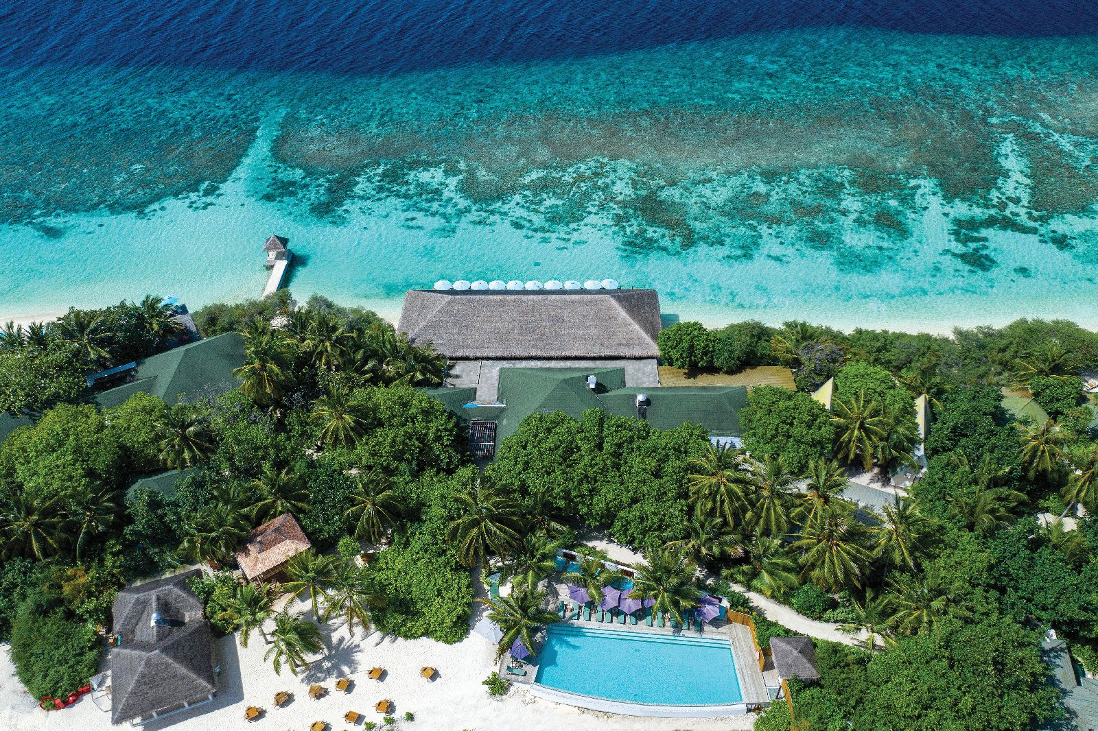 Aerial view of Oblu By Atmosphere at Helengeli Maldives
