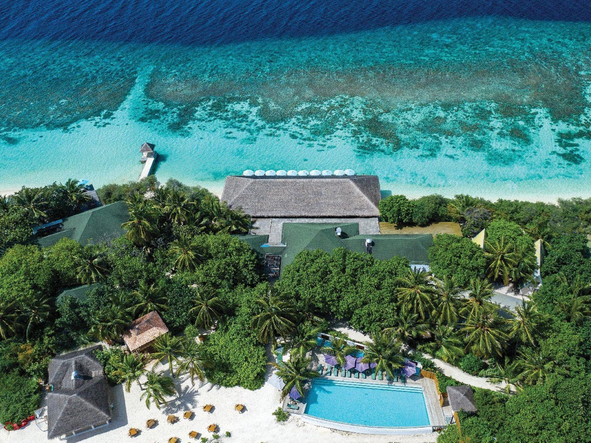 Aerial view of Oblu By Atmosphere at Helengeli Maldives