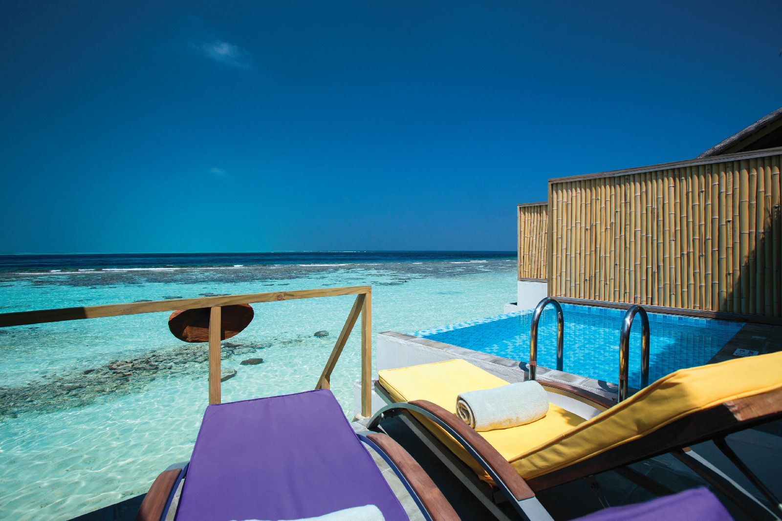 Terrace of water villa at Oblu By Atmosphere at Helengeli Maldives