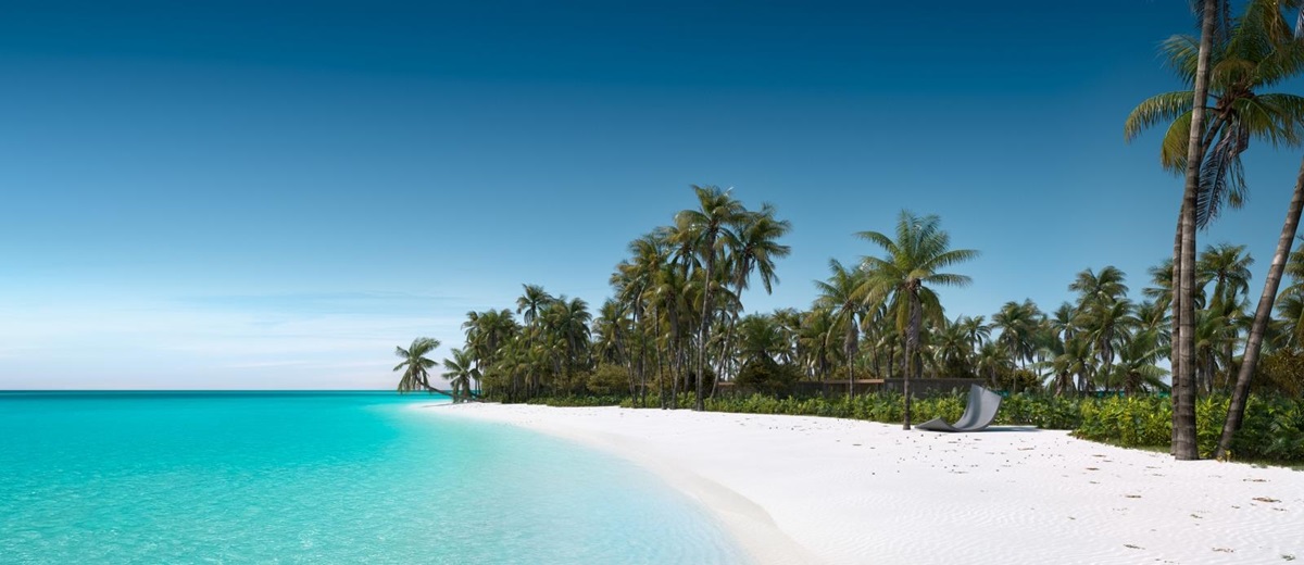 Art installation on the white sand beach of luxury resort Patina Maldives