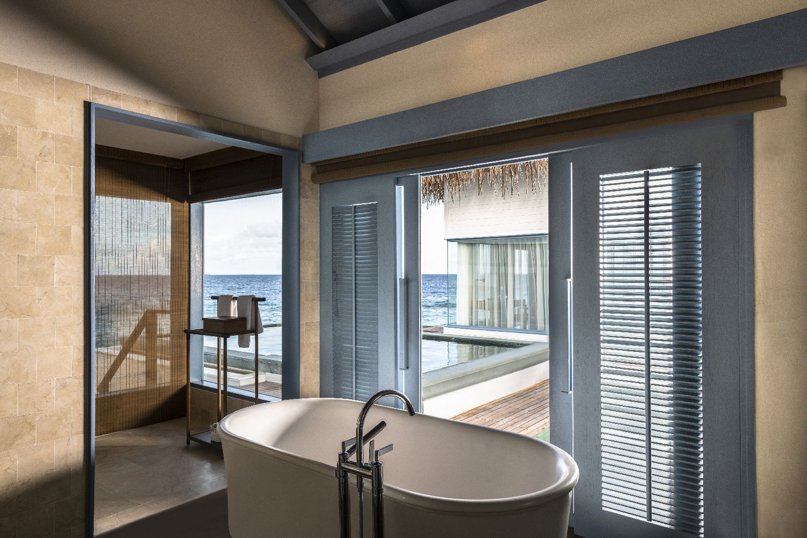 Bathroom of an Overwater Villa at Raffles Maldives Meradhoo