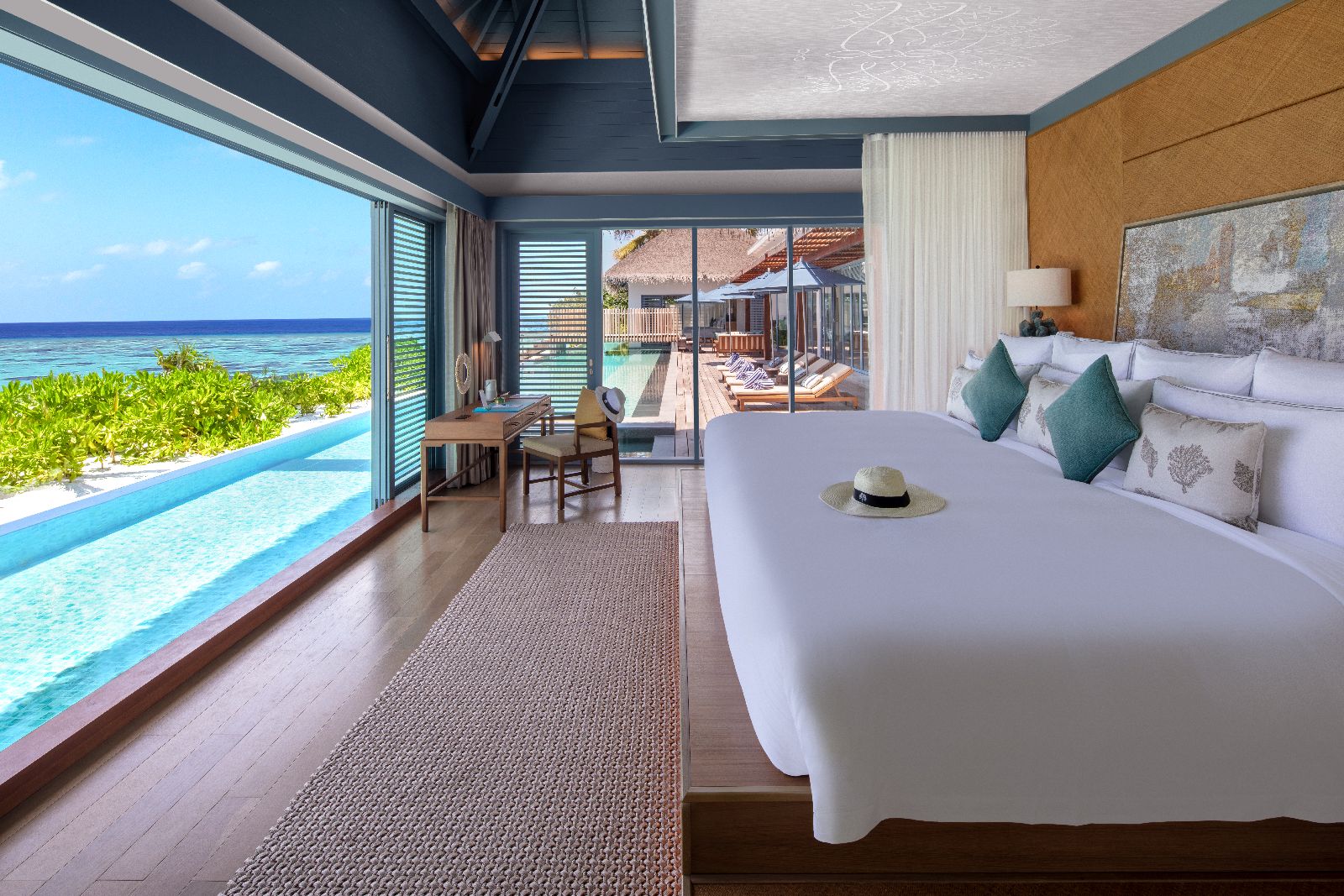 Bedroom of the Royal Residence at Raffles Maldives Meradhoo