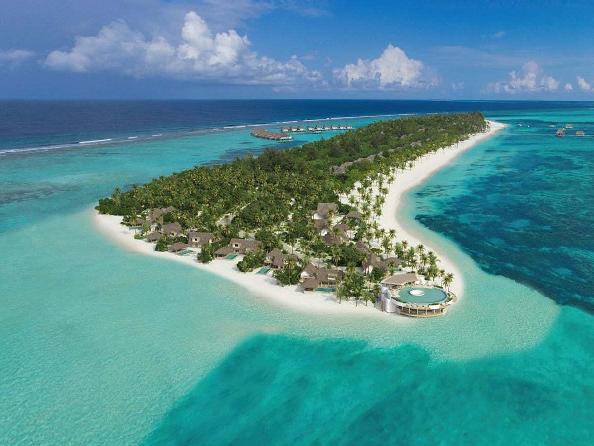 Aerial view of the Six Senses Kanuhura in the Maldives