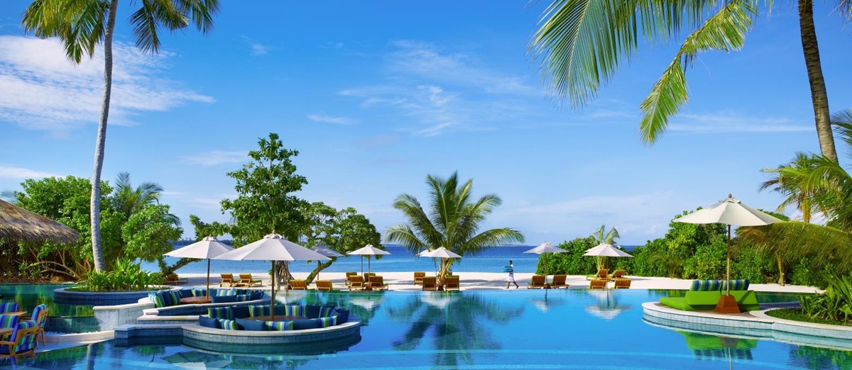Main swimming pool at Six Senses Laamu Maldives