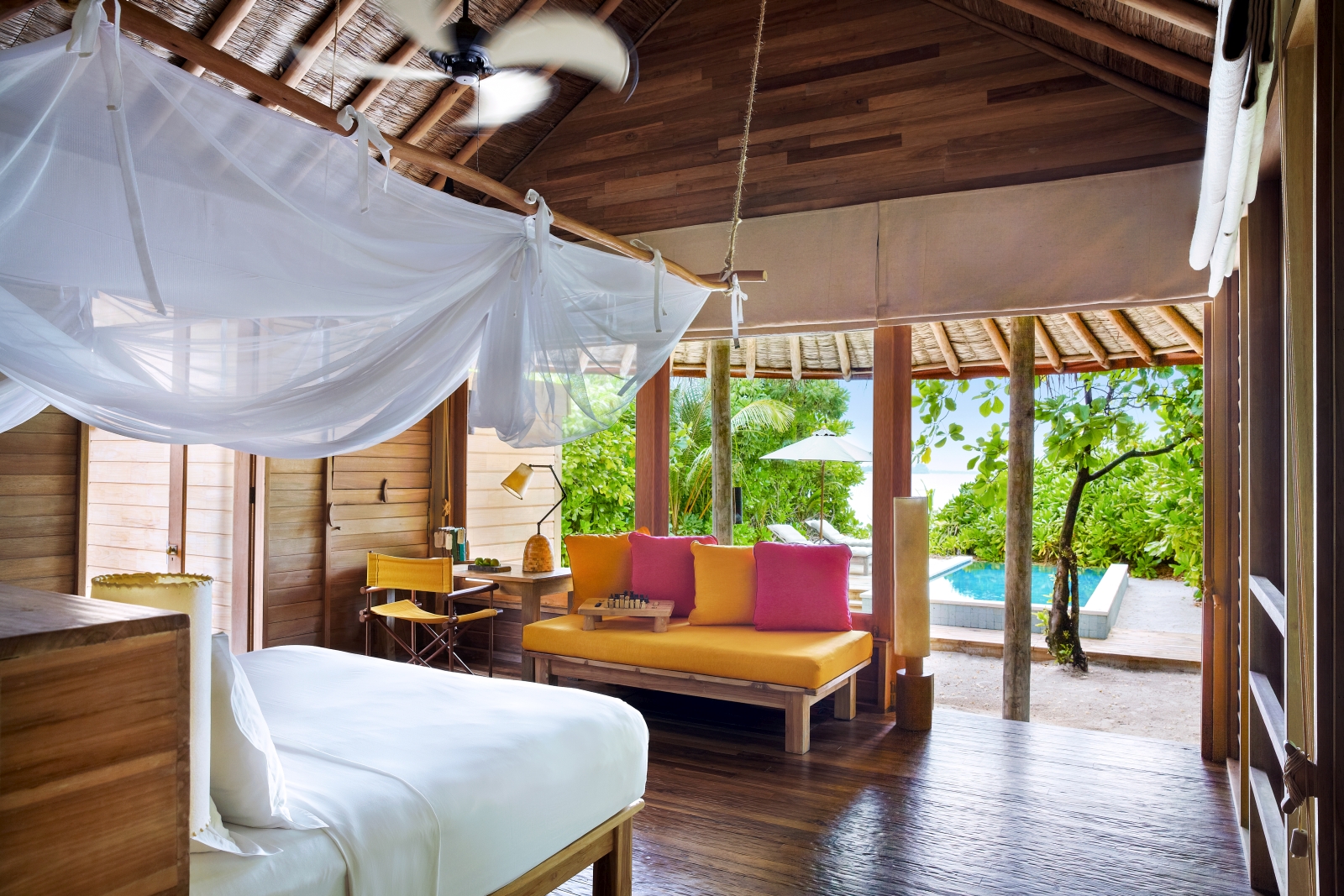 Bedroom at Ocean Beach Villa at Six Senses Laamu