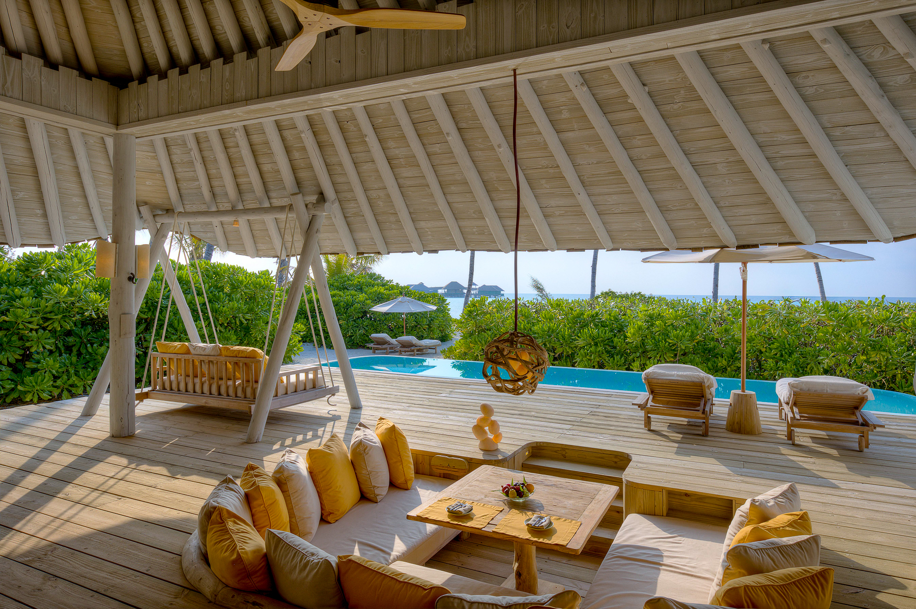 Lounge in a Beachfront villa at Soneva Secret 2024 in the Maldives