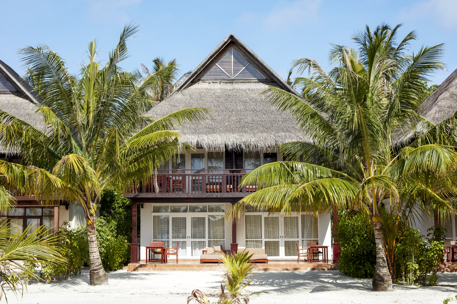 Exterior view of a Beach Villa at luxury resort Sun Siyam Olhuveli in the Maldives