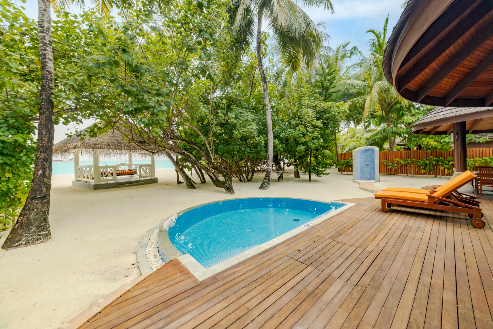 Private Pool of a Beach Villa at luxury resort Sun Siyam Olhuveli in the Maldives
