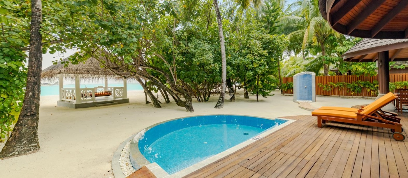Private Pool of a Beach Villa at luxury resort Sun Siyam Olhuveli in the Maldives