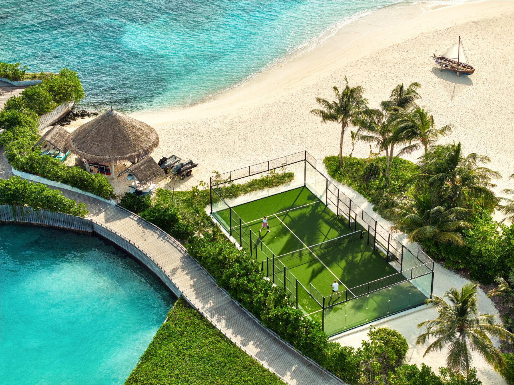 Padel tennis court at the Nautilus luxury private island resort in the Maldives
