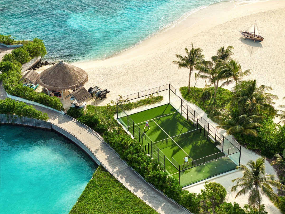 Padel tennis court at the Nautilus luxury private island resort in the Maldives