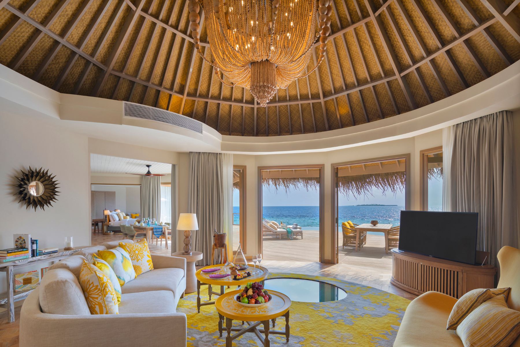 Retreat residence living room at The Nautlius luxury private island resort in the Maldives