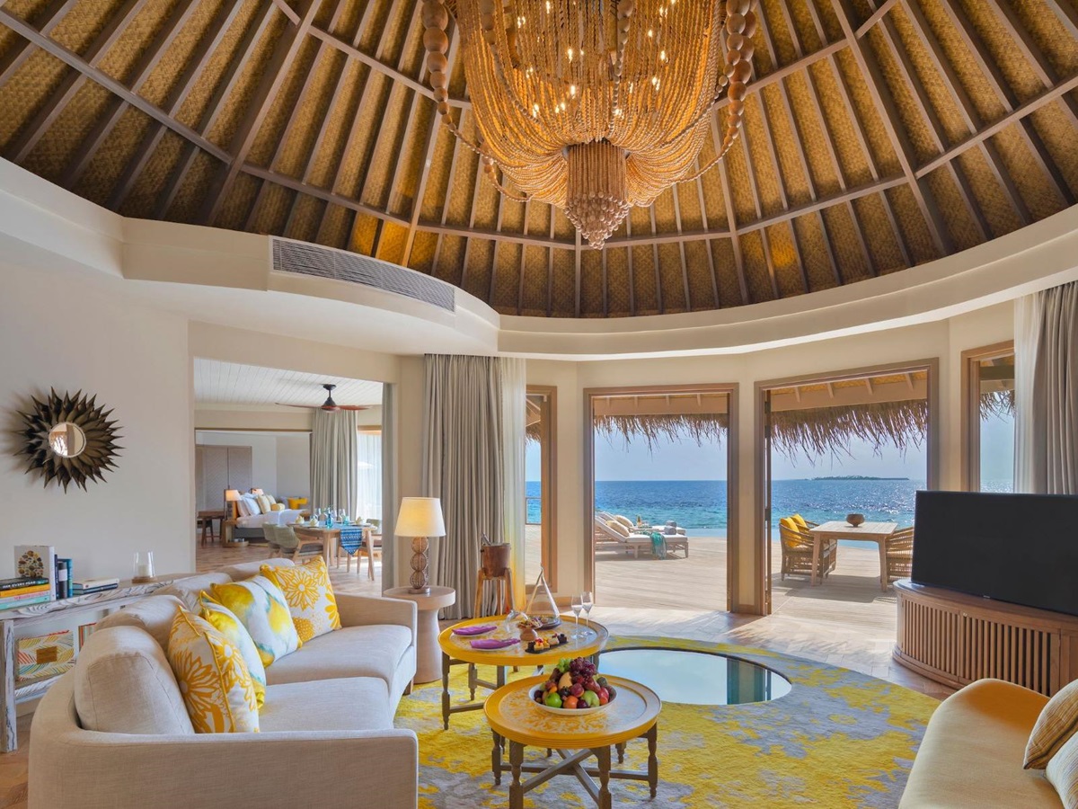 Retreat residence living room at The Nautlius luxury private island resort in the Maldives