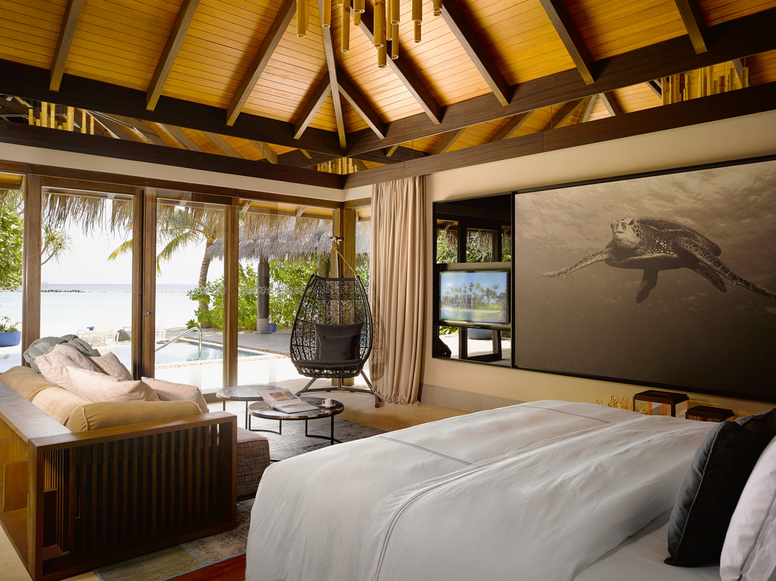 Beach Pool Villa Bedroom on Velaa Private Island in the Maldives
