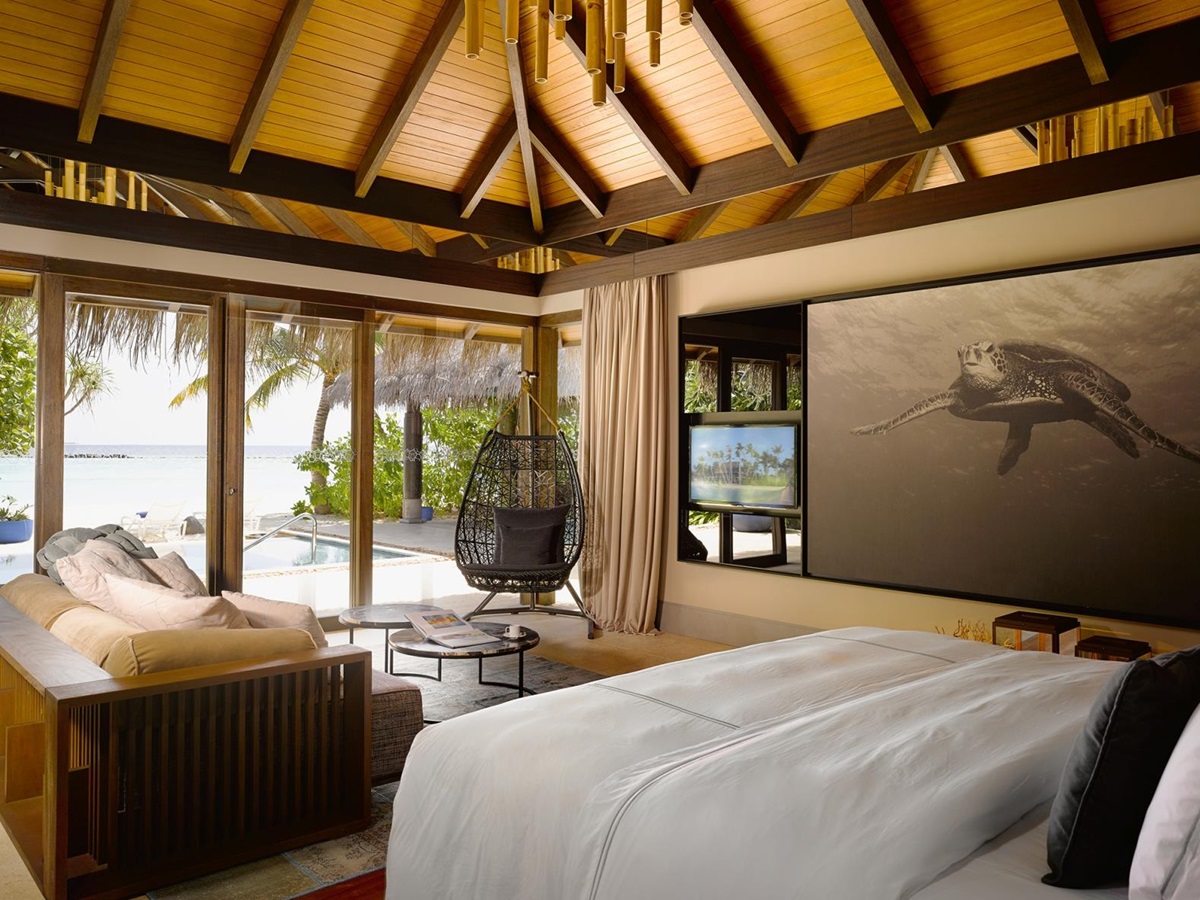 Beach Pool Villa Bedroom on Velaa Private Island in the Maldives