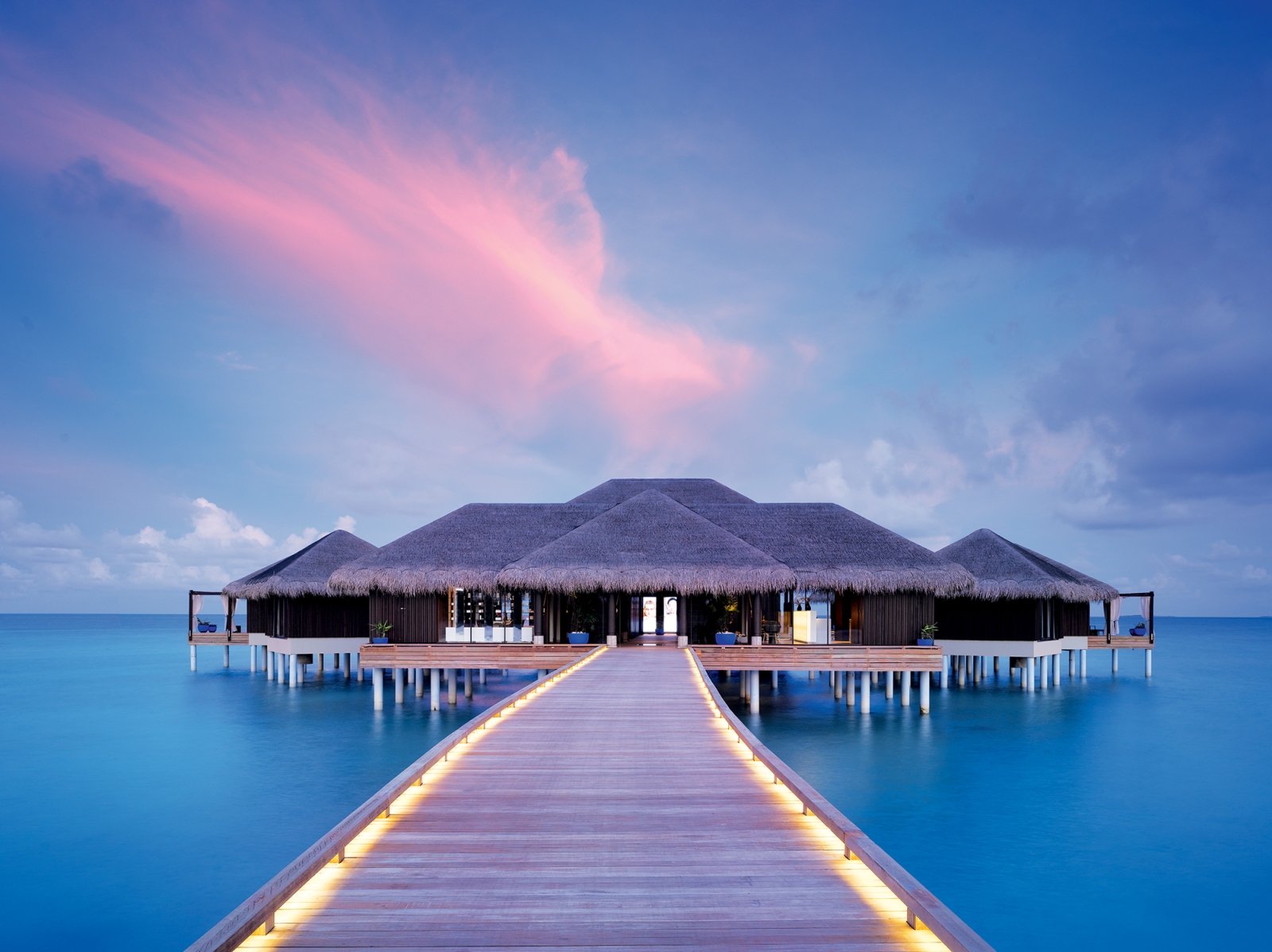 Evening shot of the exterior of Spa My Blend on Velaa Private Island in the Maldives