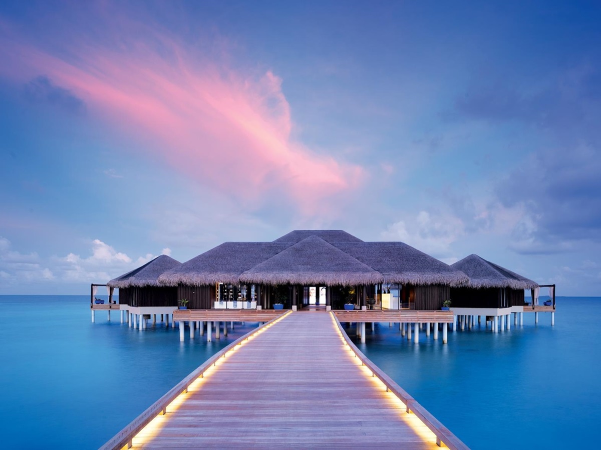 Evening shot of the exterior of Spa My Blend on Velaa Private Island in the Maldives