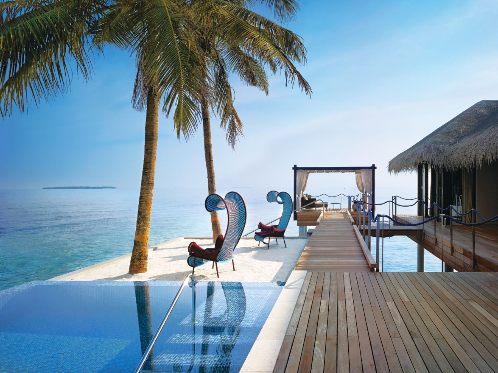 Romantic residence pool and ocean views at Velaa Private Island in the Maldives