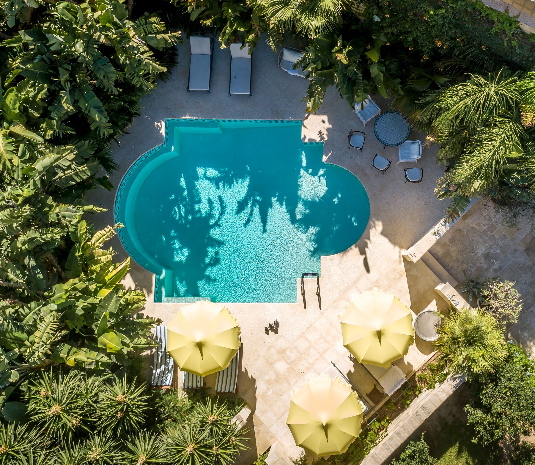 Aerial view of the pool and gardens at Casa Bonavita hotel Attard Malta