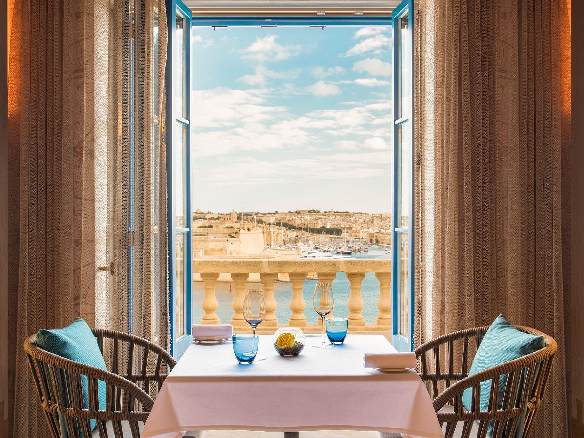 Harbour view from the ION restaurant at Iniala Harbour House in Valletta Malta