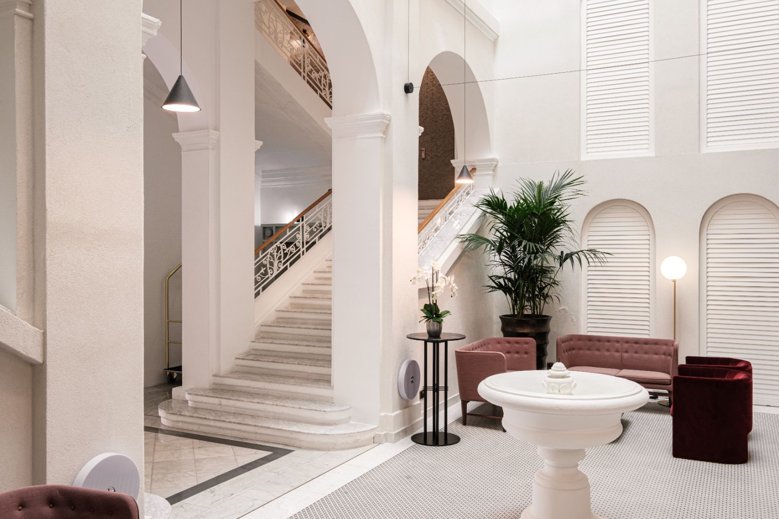 Light filled lobby and lounge at the Rosselli AX Privilege Hotel in Valletta Malta