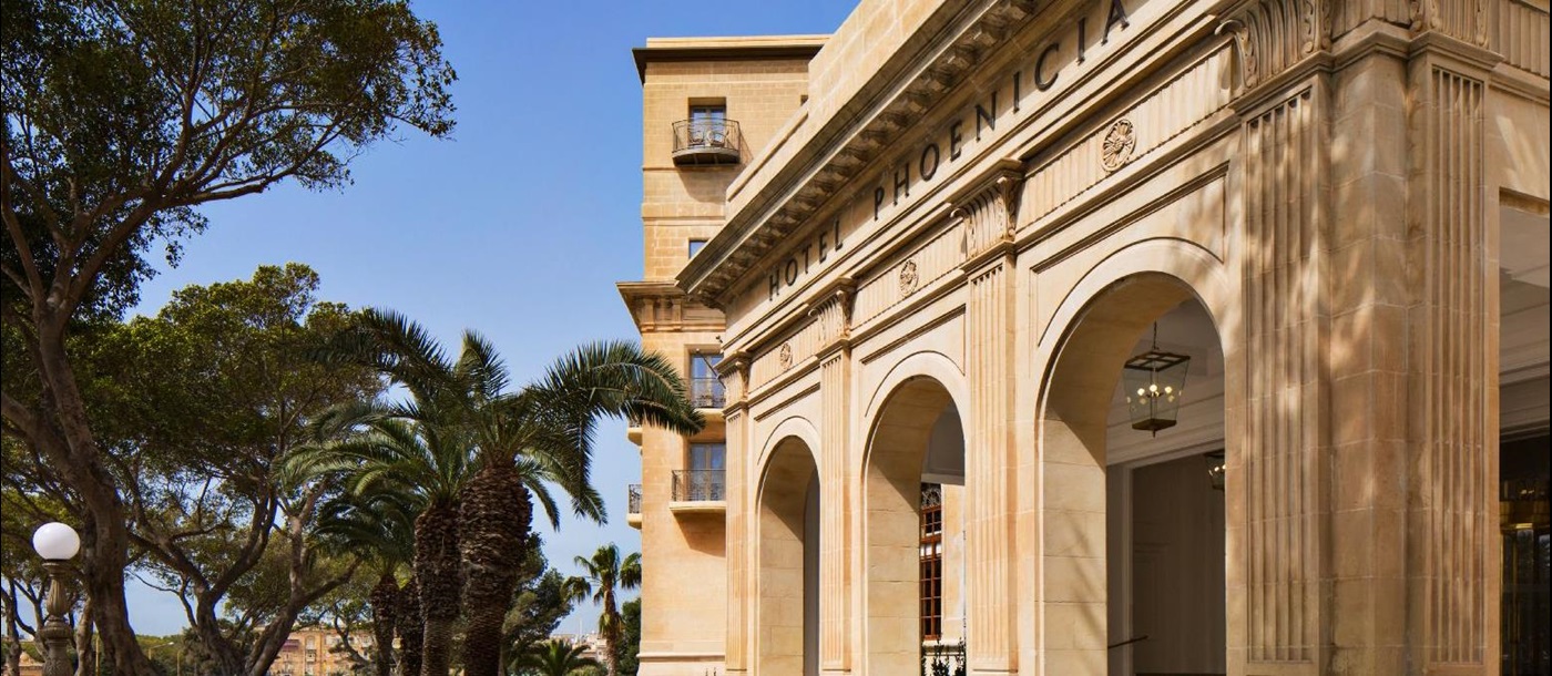 Grand entrance to The Phoenica Malta hotel in Valletta