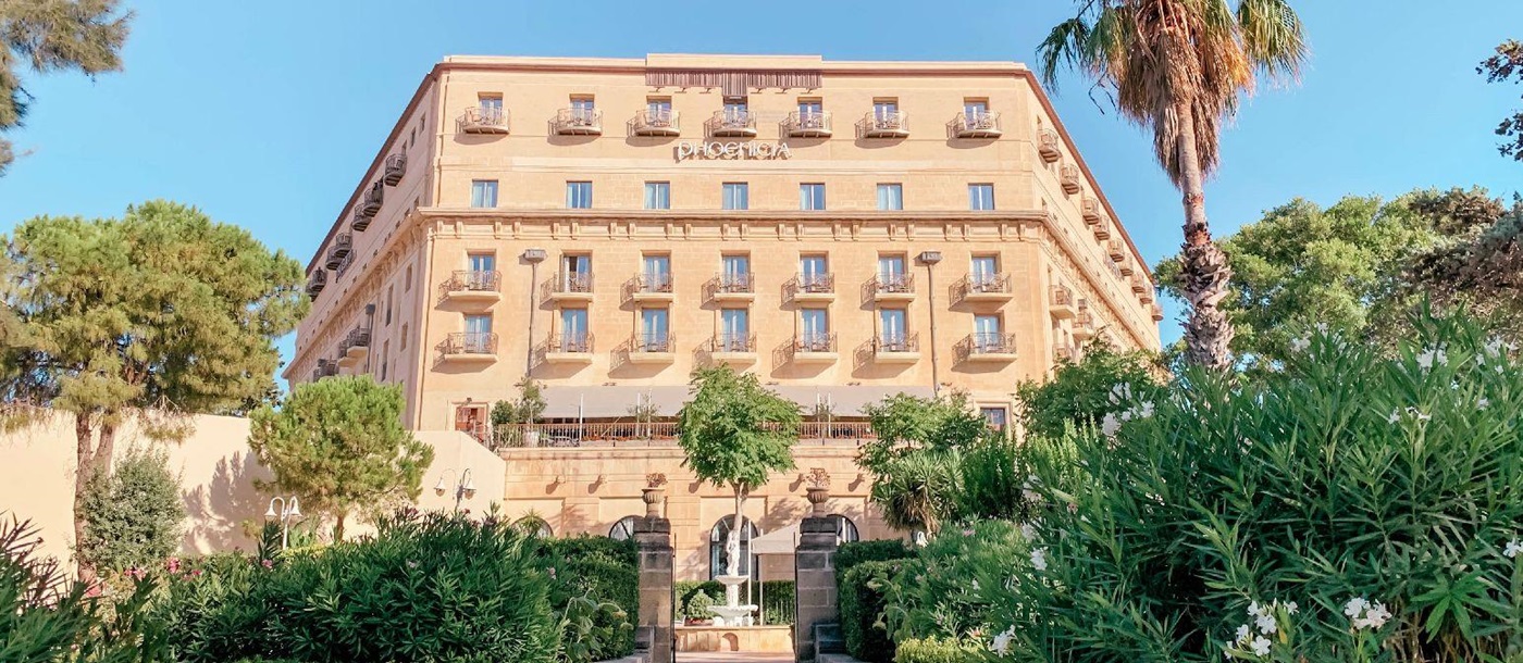 Exterior and grounds of The Phoenica Malta hotel in Valletta
