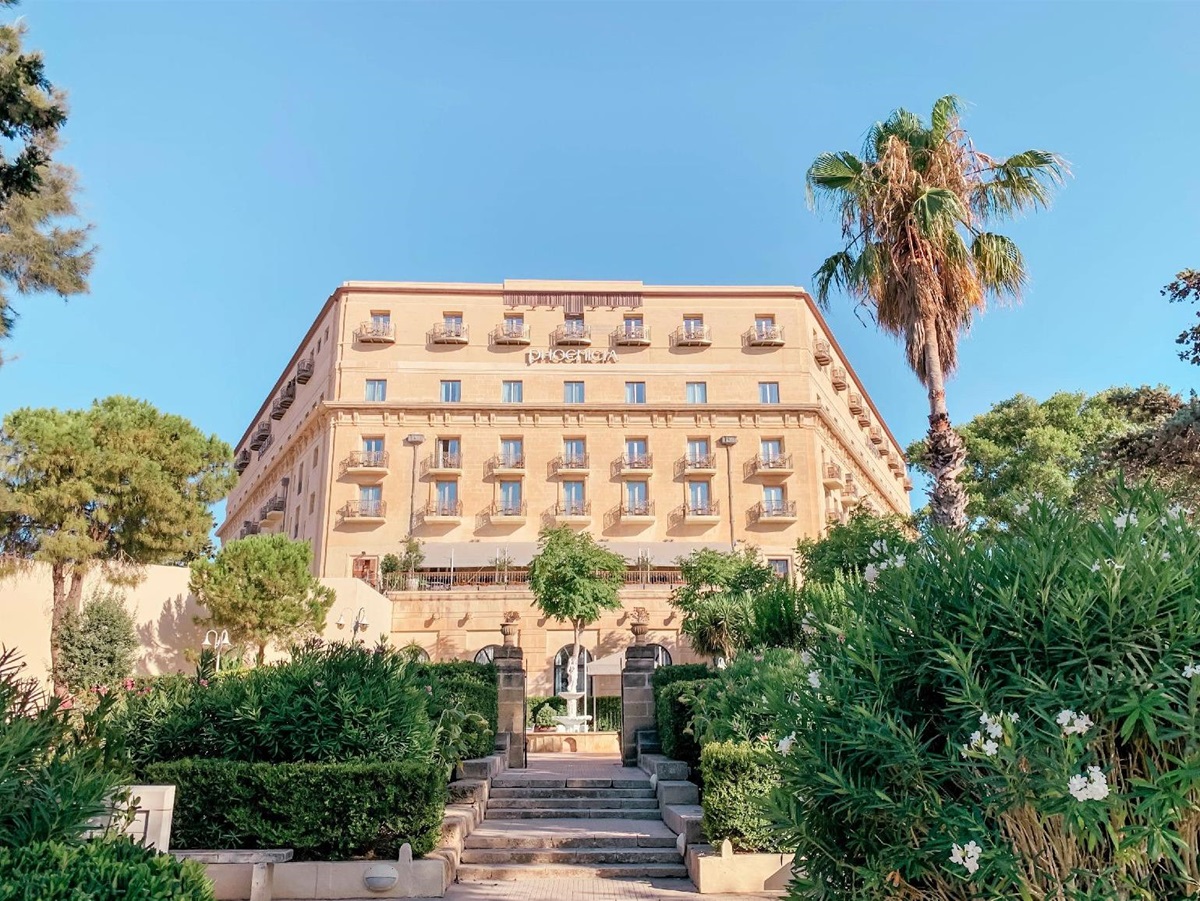 Exterior and grounds of The Phoenica Malta hotel in Valletta