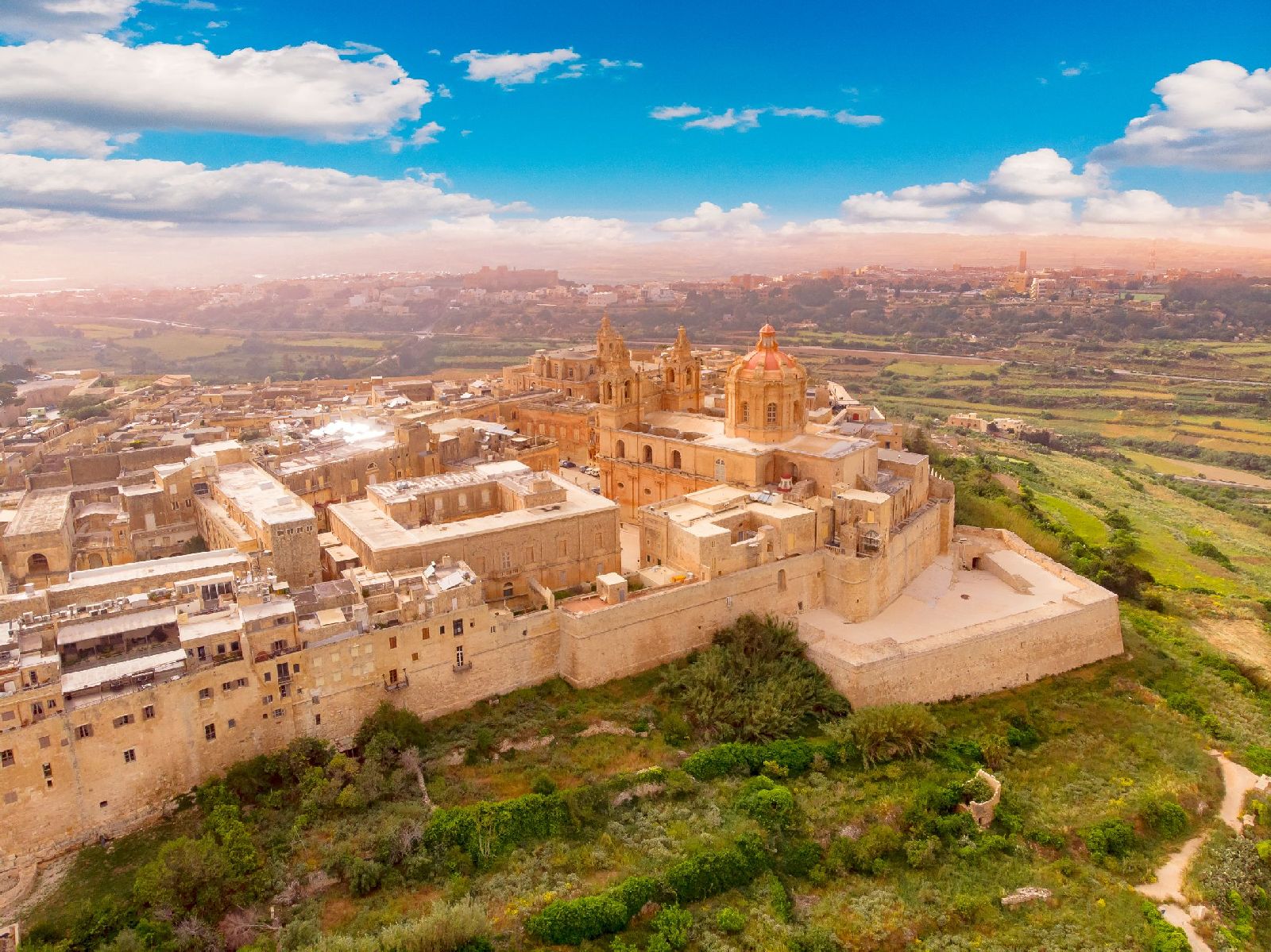 Aerial view of historic Mdina in Malta