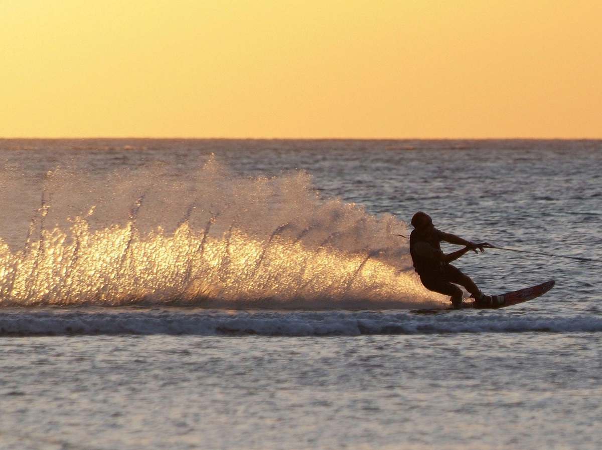 A water skier at 20 Degrees South, Mauritius