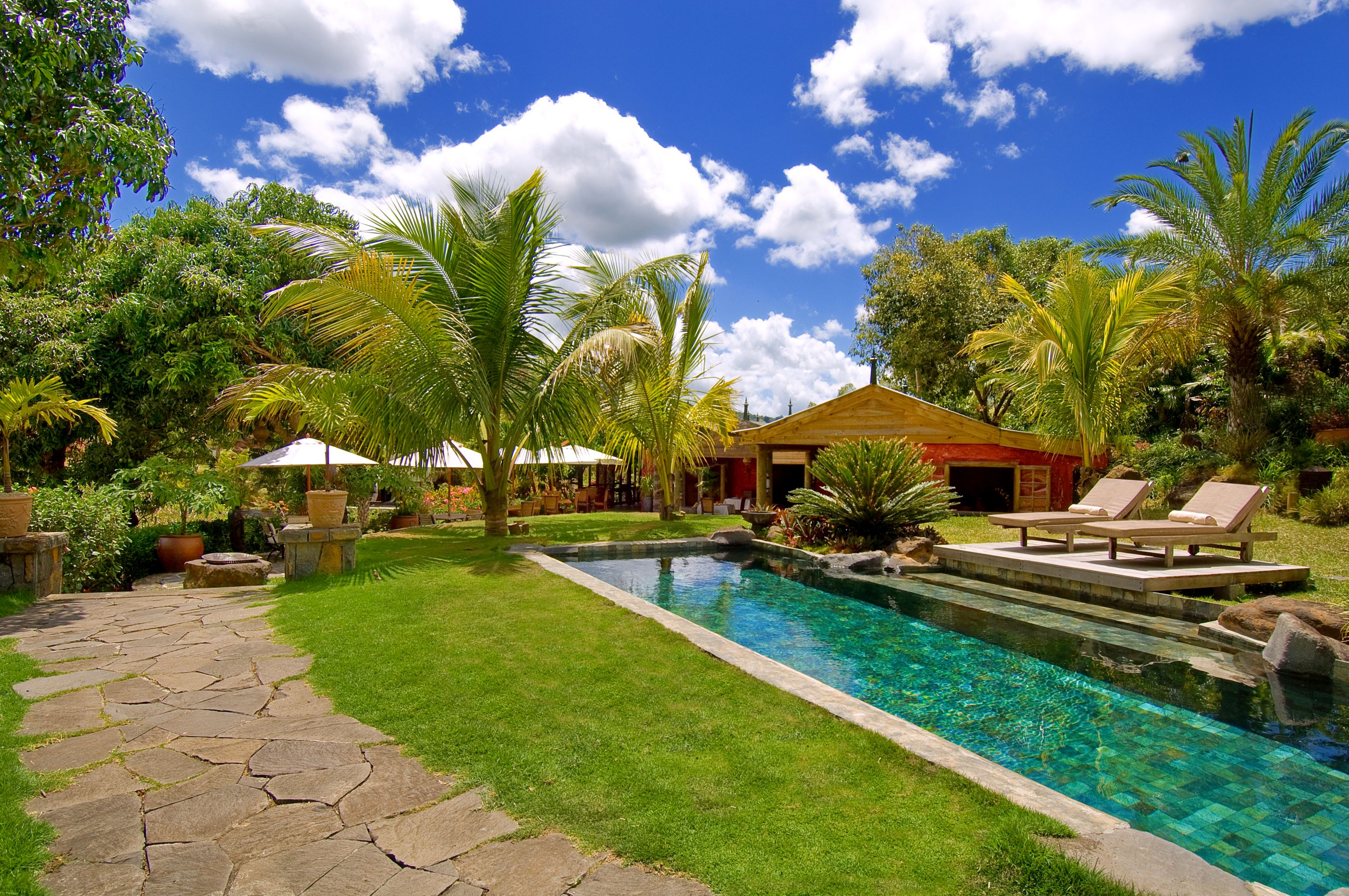 Swimming pool at Lakaz Chamarel, Mauritius